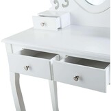 Kaptafel met hartvormige spiegel & krukje - 74x40x143cm - wit