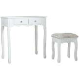 Kaptafel met hartvormige spiegel & krukje - 74x40x143cm - wit