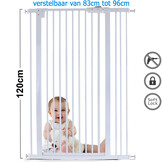 Traphek 83-96cm - verstelbaar - 120cm hoog - wit metaal