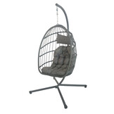 Inklapbare hangstoel egg chair - grijs - grijze kussens