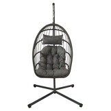 Inklapbare hangstoel egg chair - grijs - grijze kussens