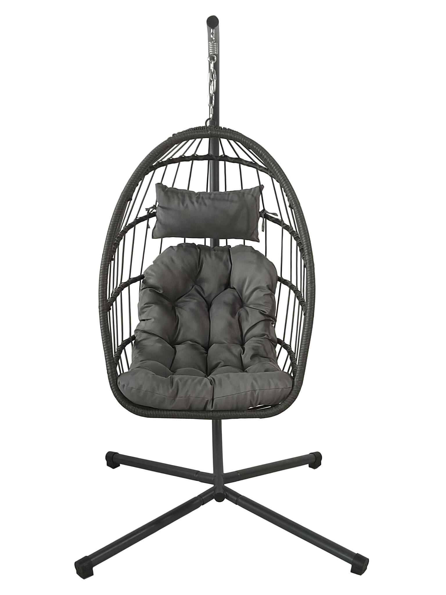 Inklapbare hangstoel egg chair - grijs - grijze kussens