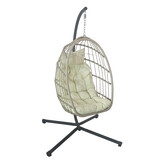 Inklapbare hangstoel egg chair - crème zwart - beige kussens