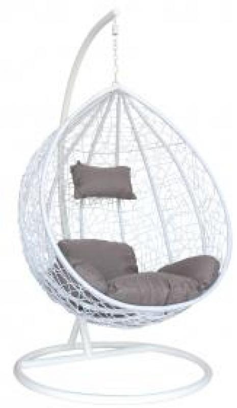 Hangstoel - met frame en kussens - 115x103x195cm - wit grijs