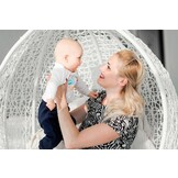 Hangstoel - met frame en kussens - 115x103x195cm - wit grijs