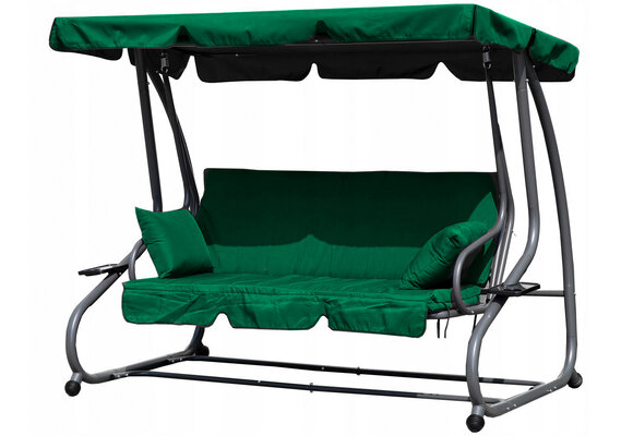 Schommelbank tuin - met ligfunctie - 3 persoons - groen