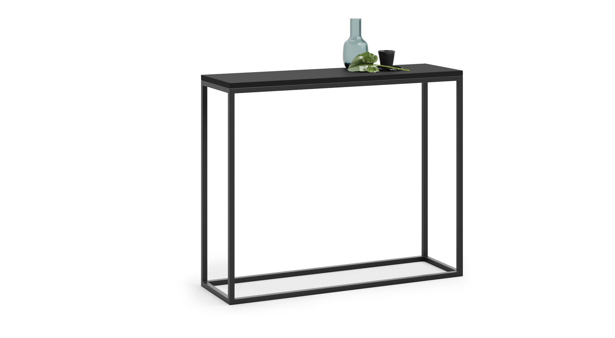 Sidetable - wandtafel - zwart - 100x30x80 cm - stalen frame