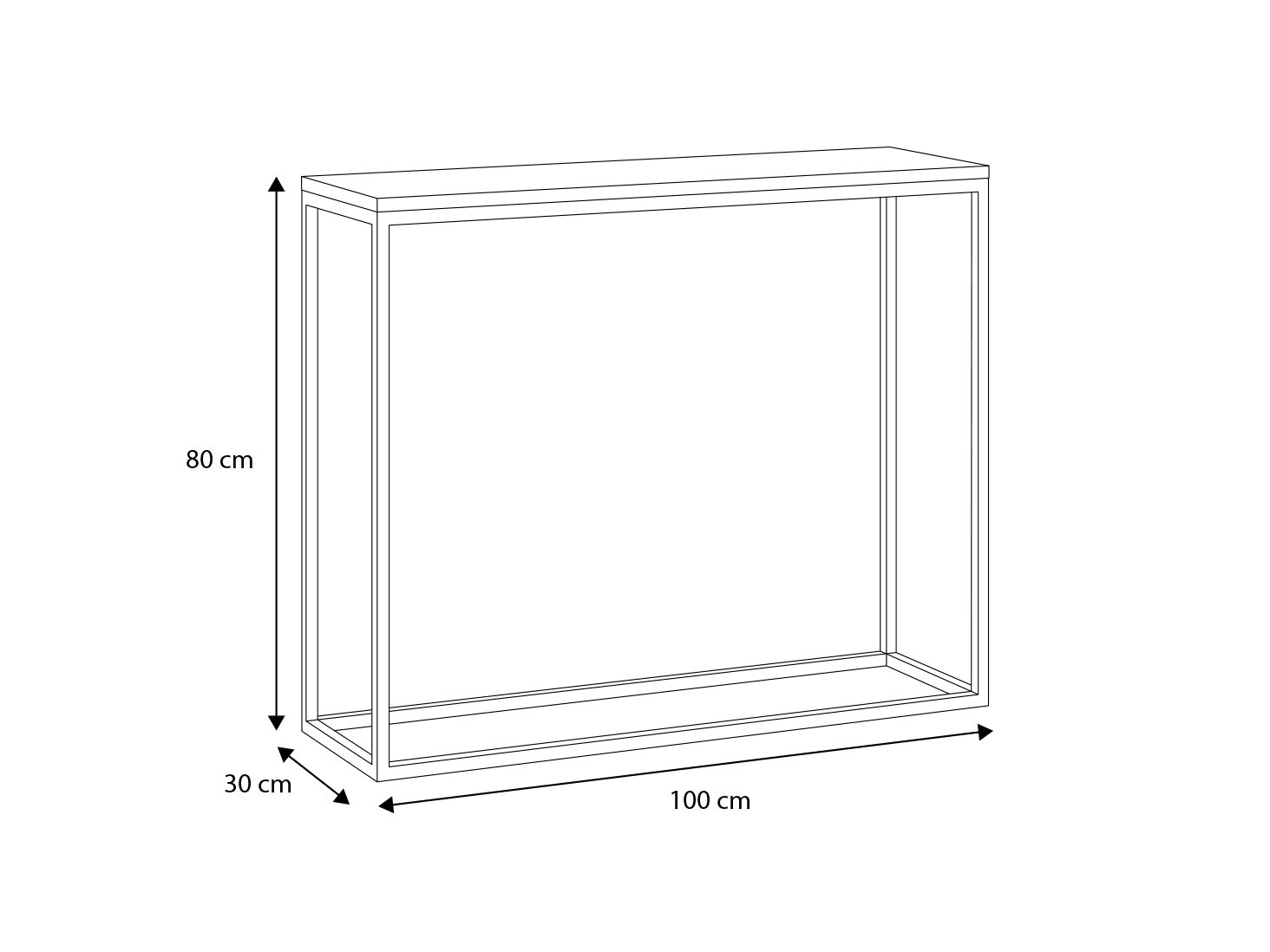 Sidetable - wandtafel - zwart - 100x30x80 cm - stalen frame