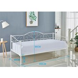Bedframe 90x200 cm - metaal - met matras - wit - hartjes