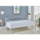 Bedframe 90x200 cm - metaal - met matras - wit - hartjes