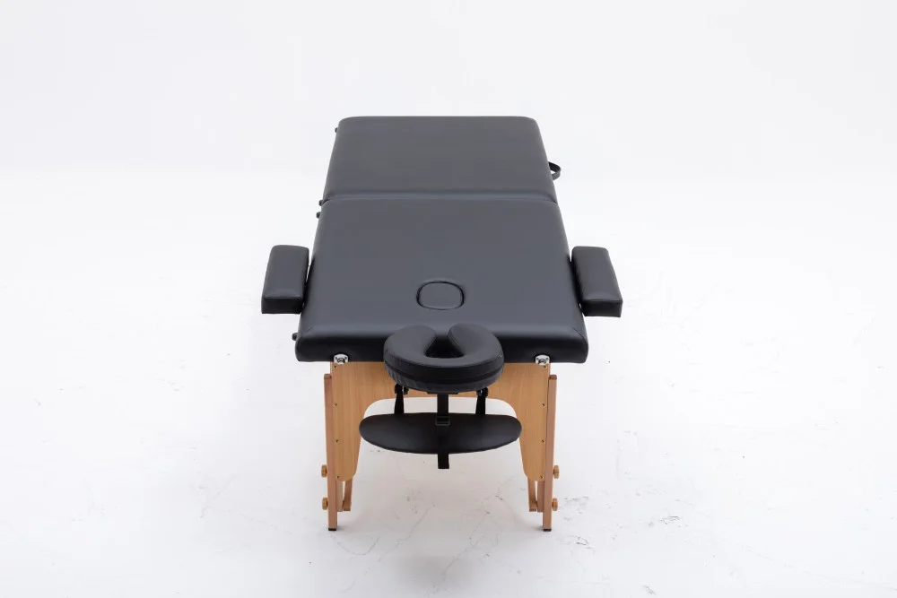 Massagetafel - inklapbaar - 2 secties - 185x70cm - hout - zwart