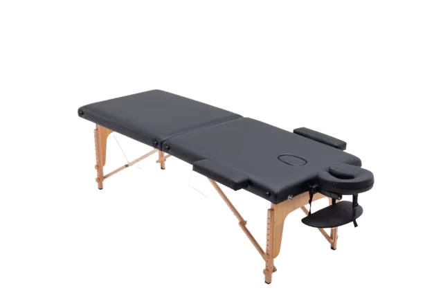Massagetafel - inklapbaar - 2 secties - 185x70cm - hout - zwart