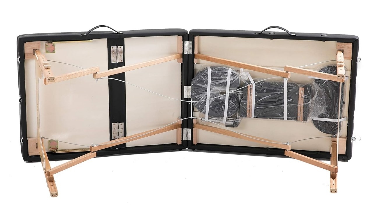 Massagetafel - inklapbaar - 3 secties - 185x70cm - hout - zwart