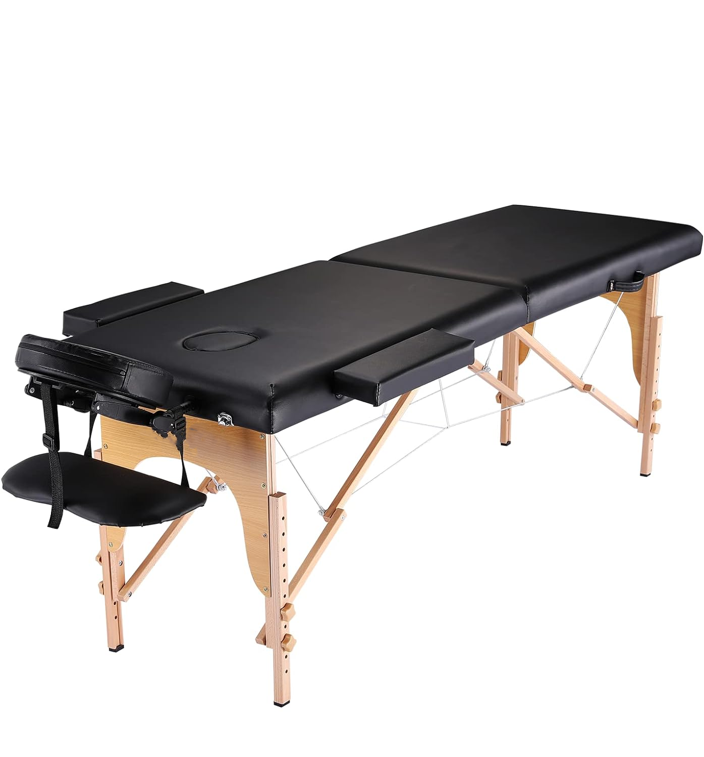 Massagetafel - inklapbaar - 2 secties - 185x70cm - hout - zwart