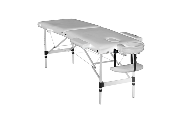 Massagetafel - inklapbaar - 2 secties - aluminium - wit