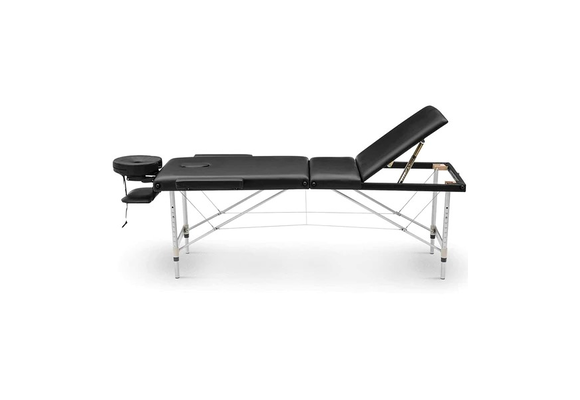 Massagetafel - inklapbaar - 3 secties - aluminium - zwart