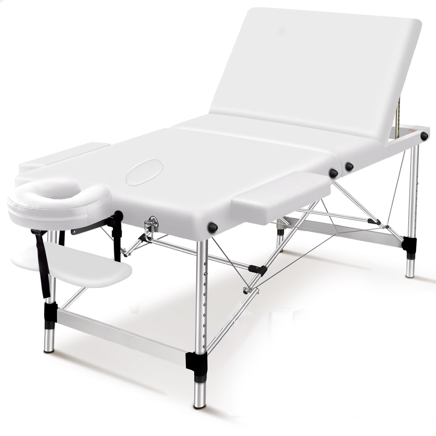 Massagetafel - inklapbaar - 3 secties - aluminium - wit