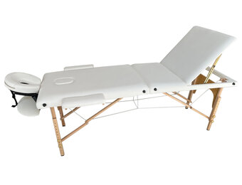 Massagetafel - inklapbaar - 3 secties - 185x70cm - hout - wit
