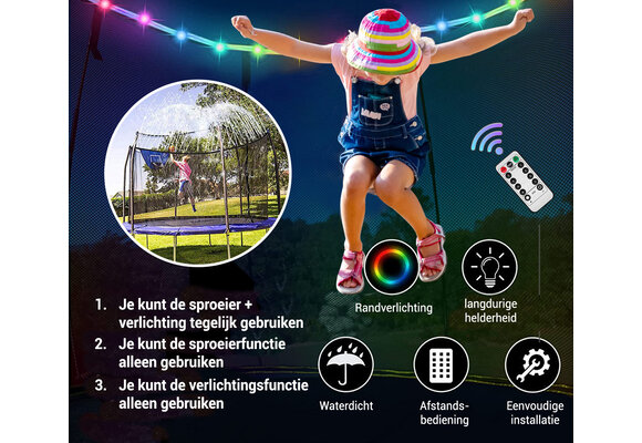 Trampoline sproeier - verlichting - net bevestiging - Ø183cm