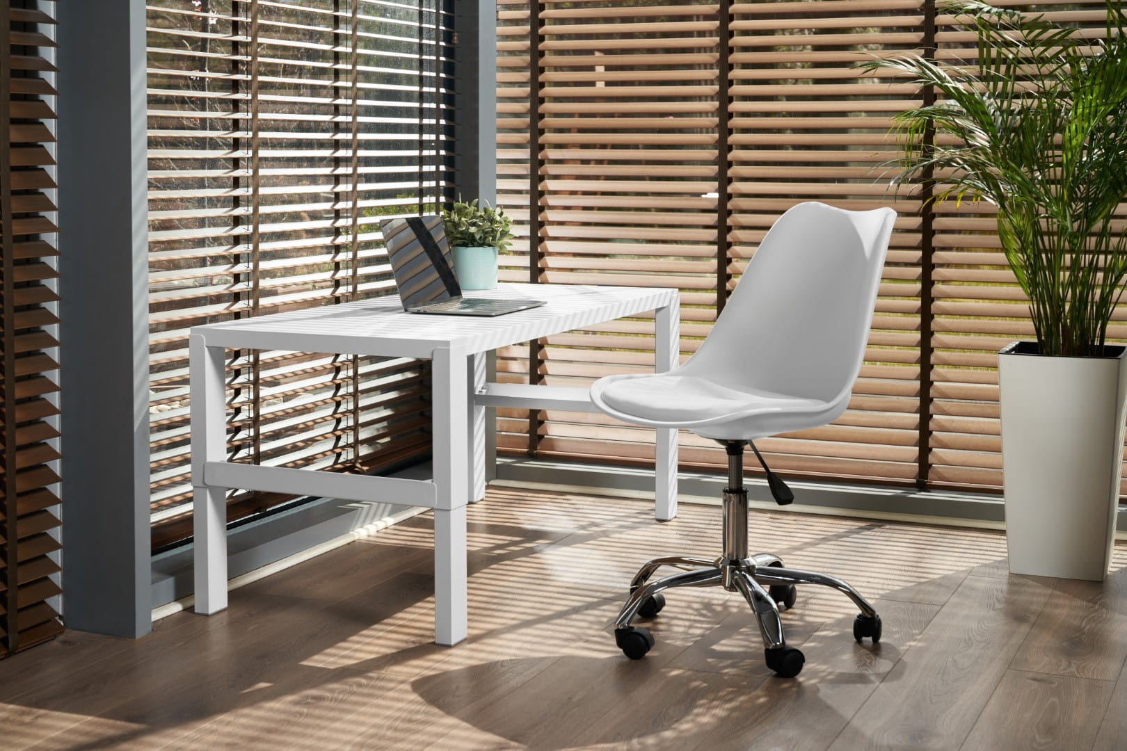 Bureaustoel - IGER - met wieltjes - hoogte verstelbaar - wit