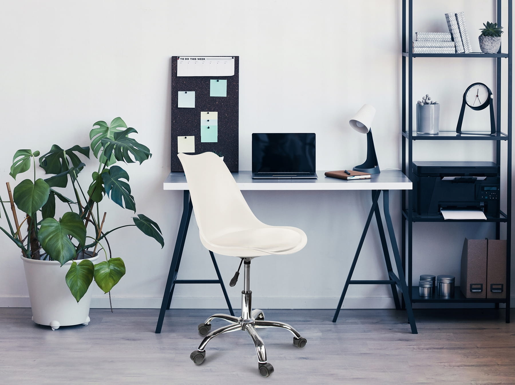 Bureaustoel - IGER - met wieltjes - hoogte verstelbaar - wit