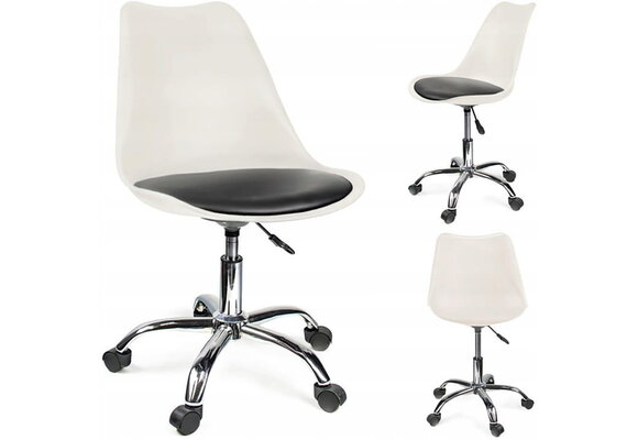 Bureaustoel - IGER - met wieltjes - verstelbaar - wit zwart