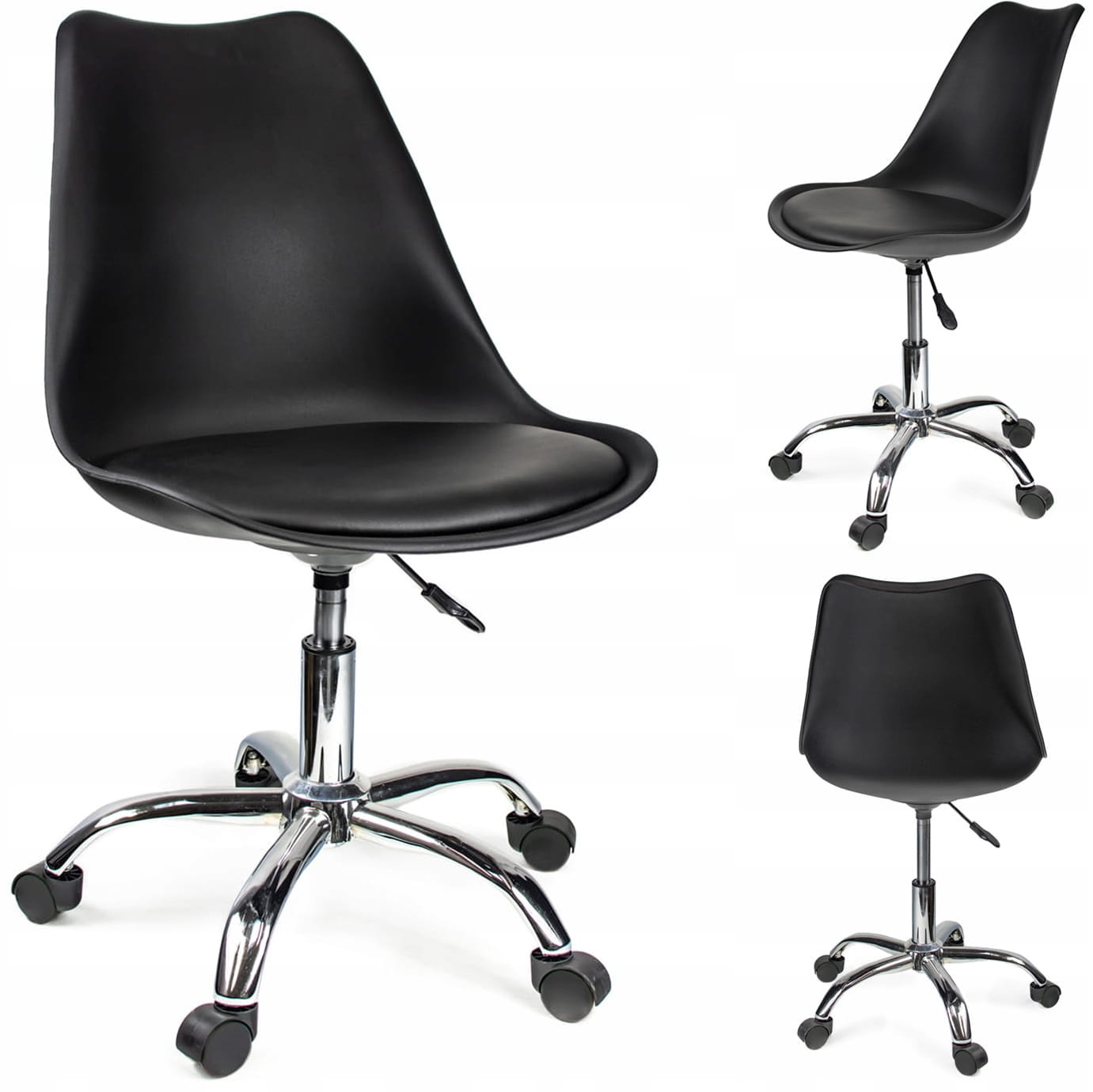 Bureaustoel - IGER - met wieltjes - hoogte verstelbaar - zwart