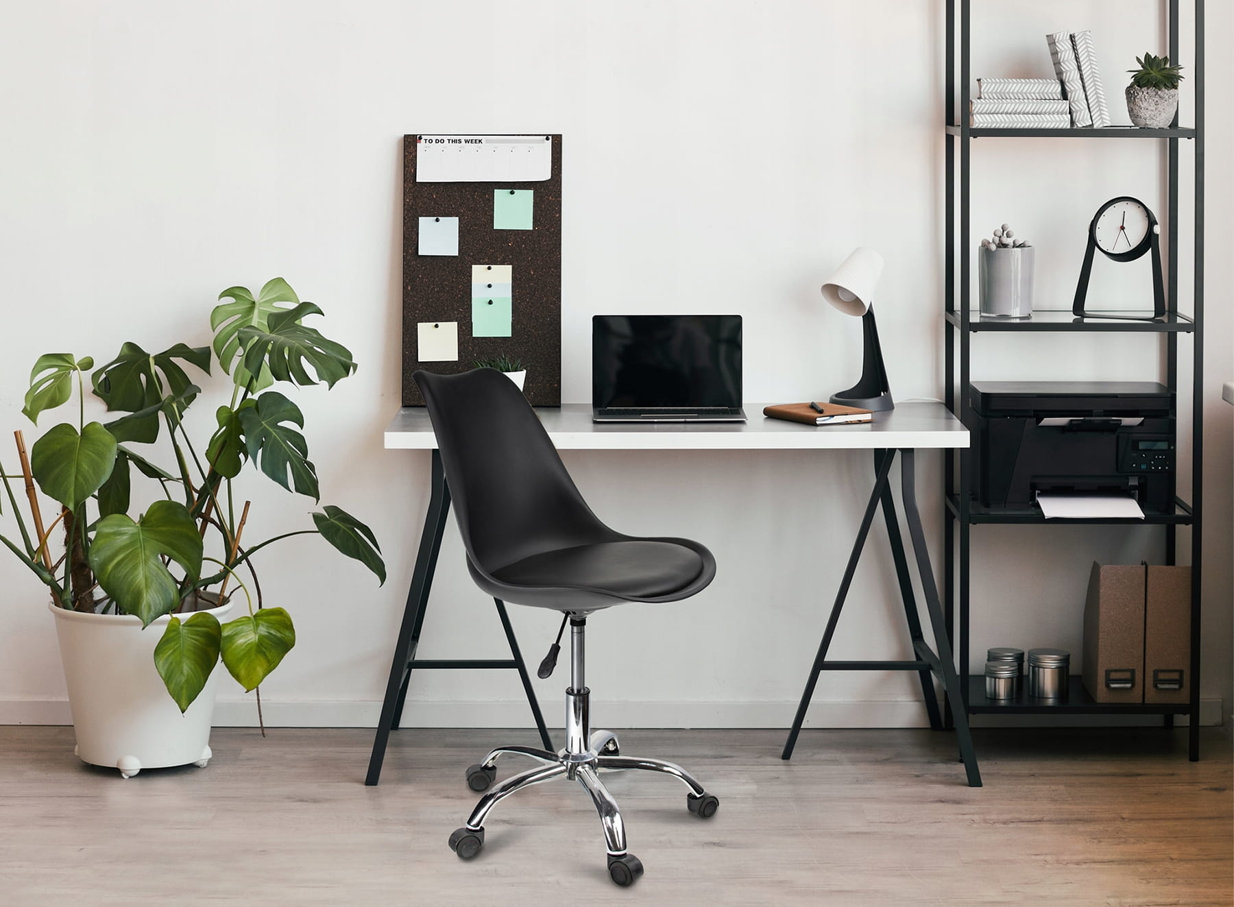 Bureaustoel - IGER - met wieltjes - hoogte verstelbaar - zwart