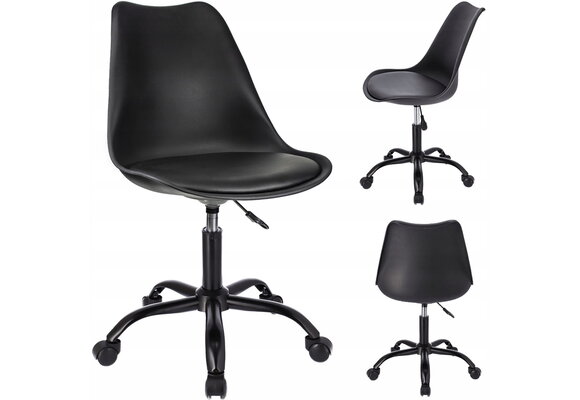 Bureaustoel - IGER - met wieltjes - en zwarte basis - zwart