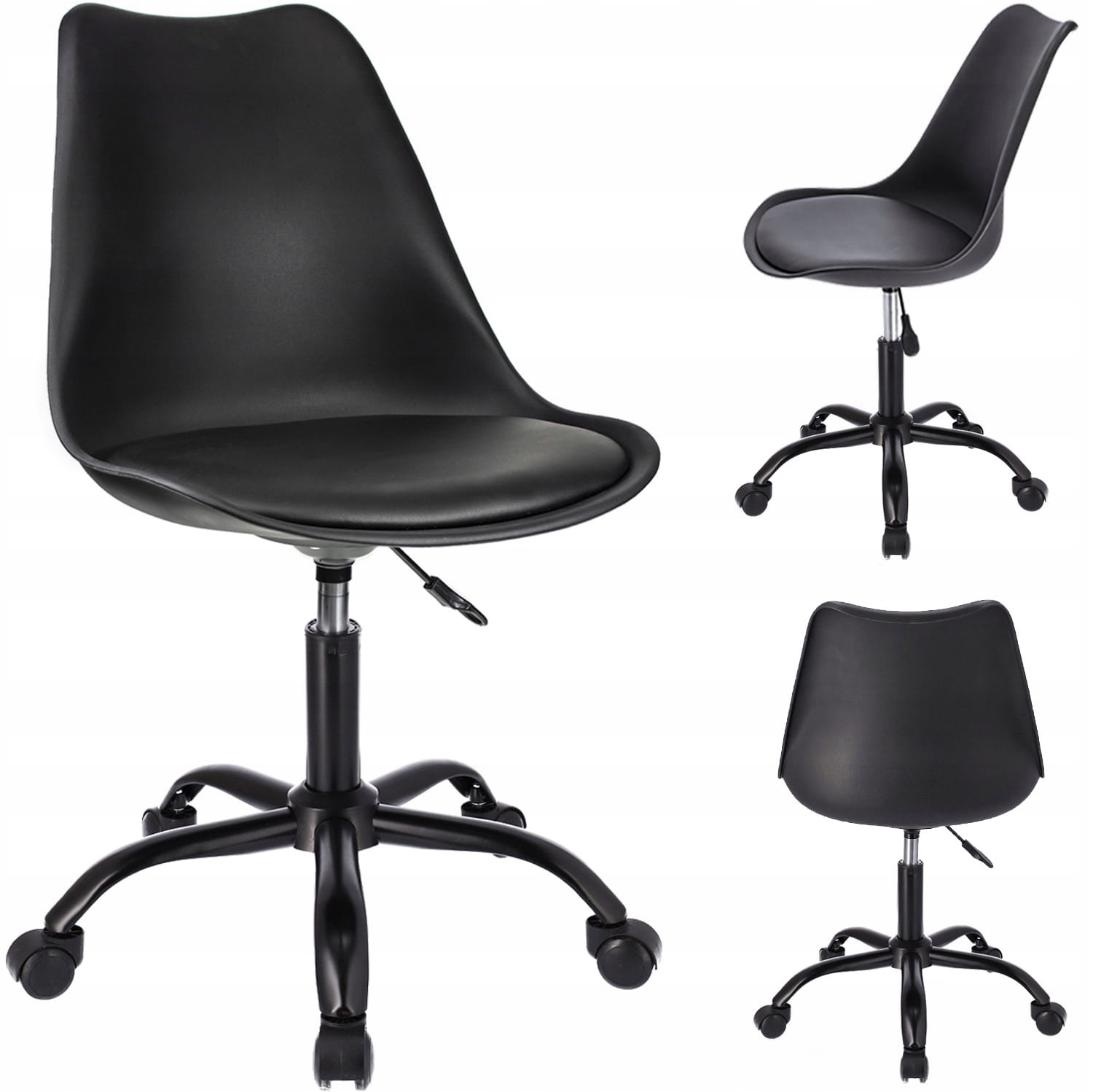 Bureaustoel - IGER - met wieltjes - en zwarte basis - zwart