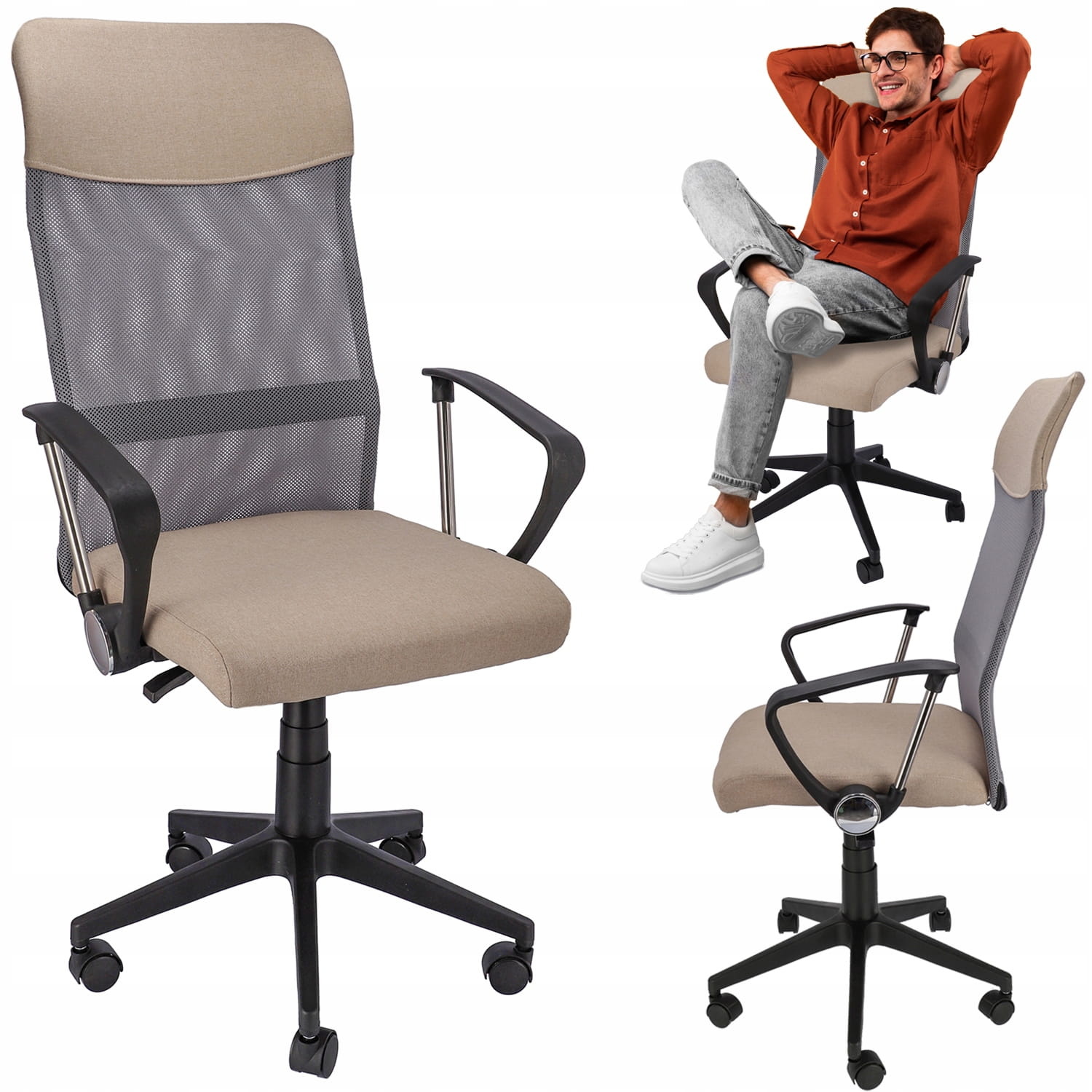 Ergonomische bureaustoel - ZOOM - verstelbaar - beige