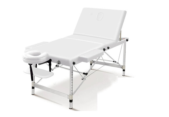 Massagetafel - inklapbaar - 3 secties - aluminium - wit