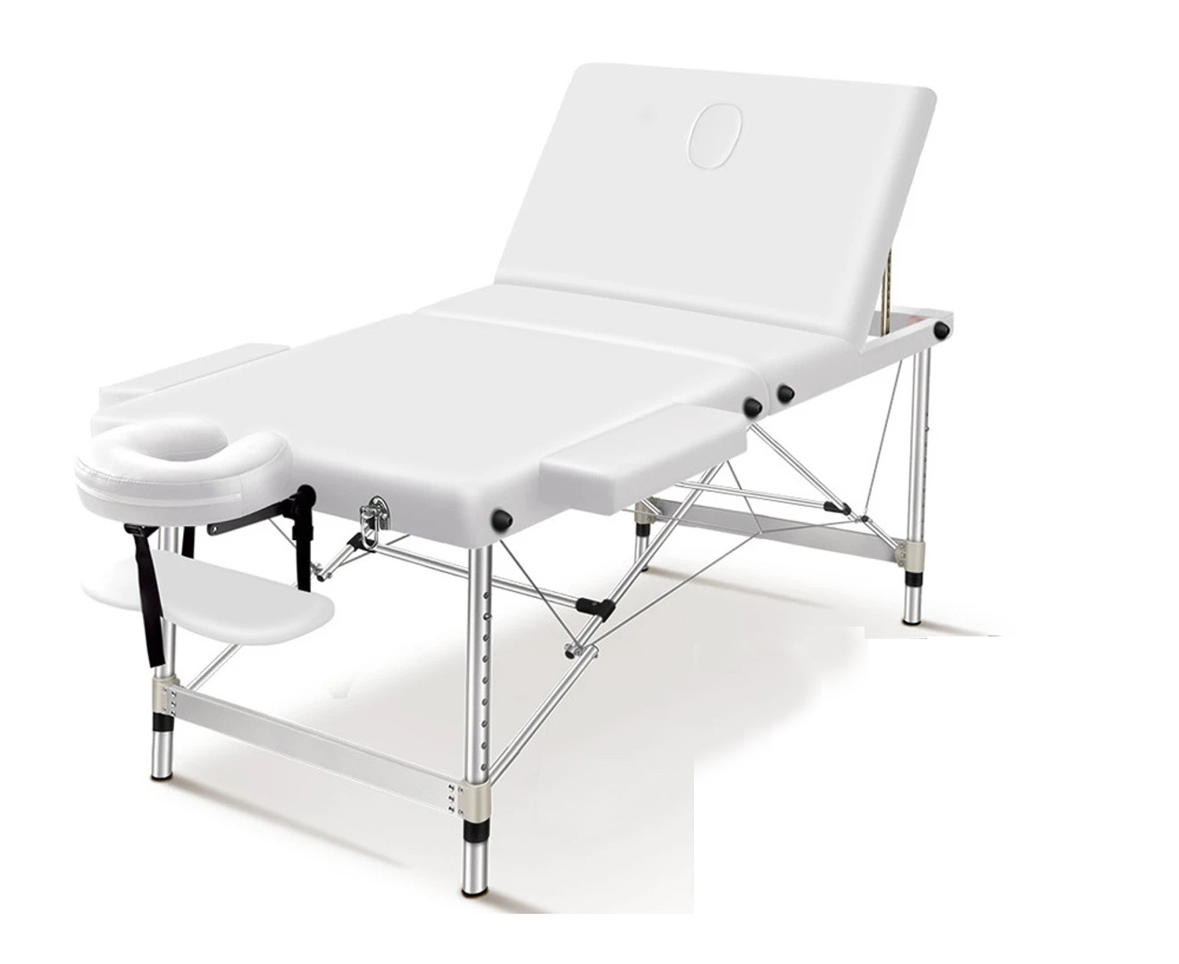 Massagetafel - inklapbaar - 3 secties - aluminium - wit