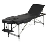 Massagetafel - inklapbaar - 3 secties - aluminium - zwart