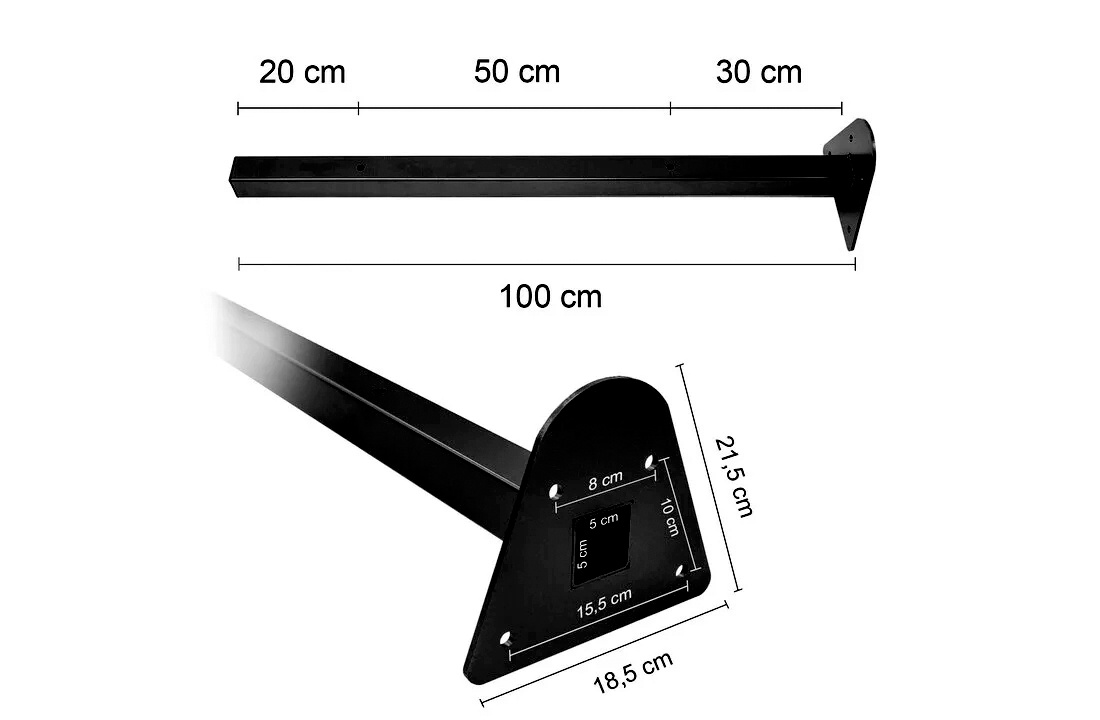 Schommel ophangstang - 100cm - gepoedercoat staal - zwart
