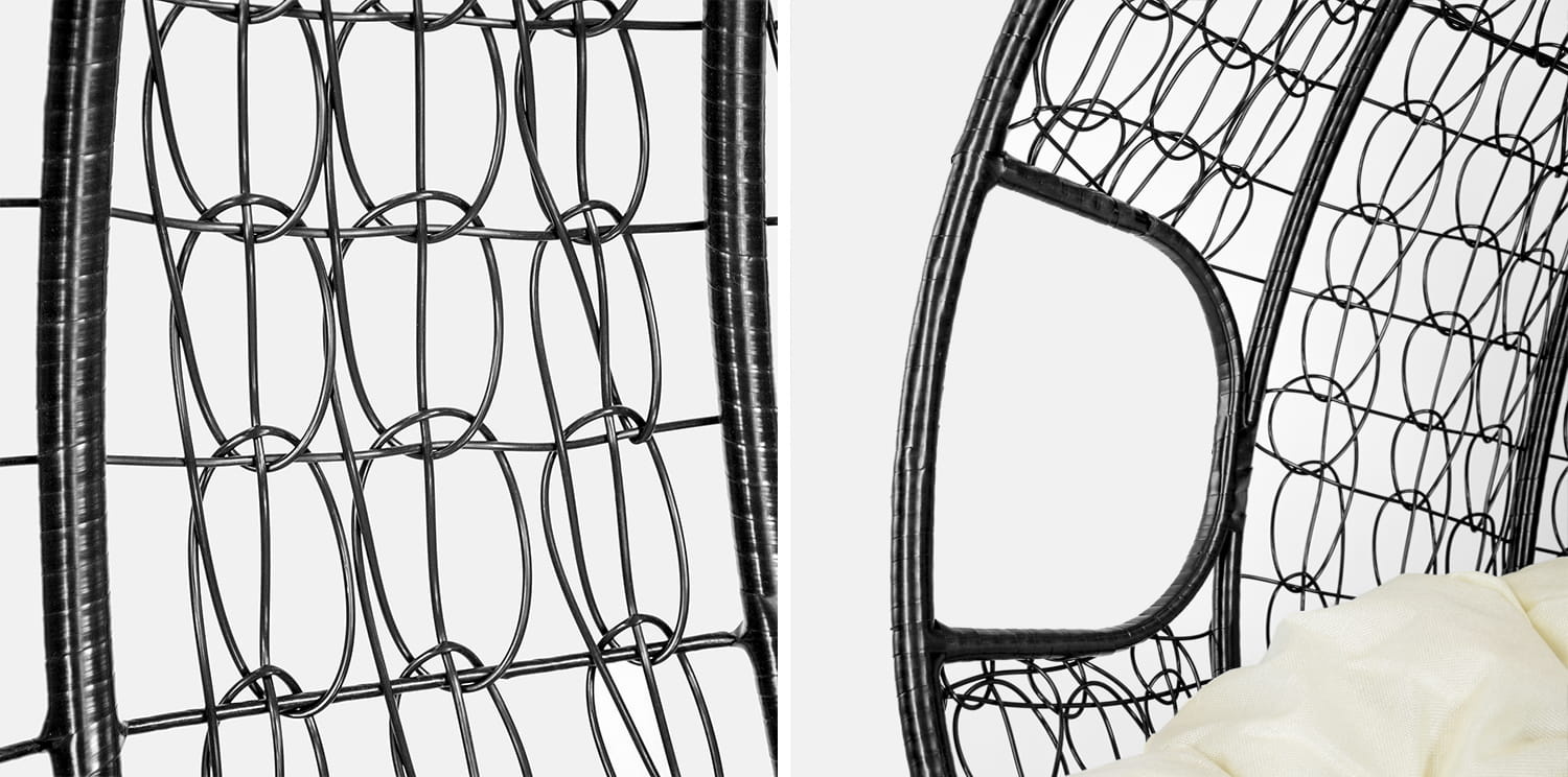 Hangstoel buiten - 2 personen - met frame - zwart beige