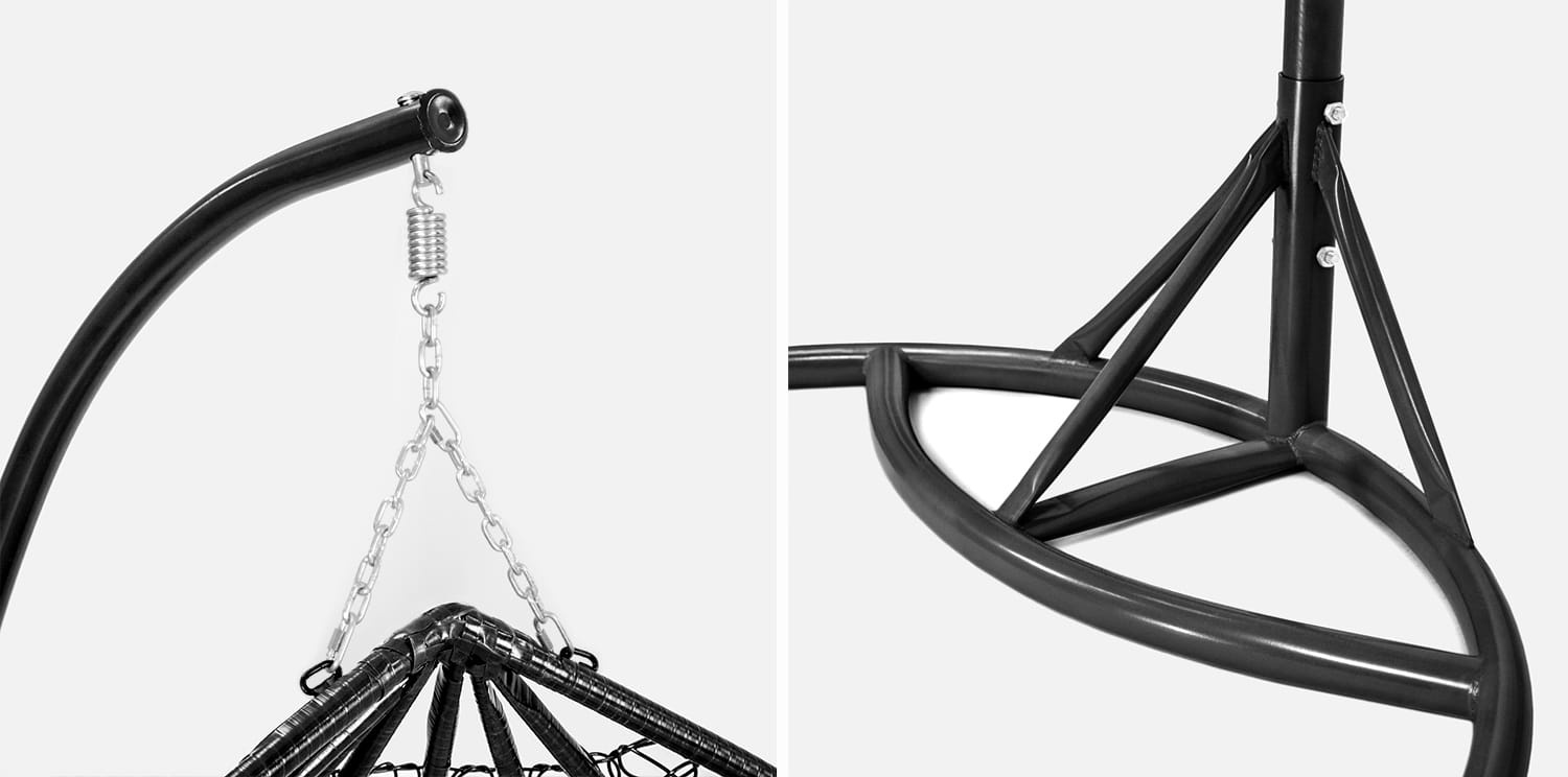 Hangstoel buiten - 2 personen - met frame - zwart beige