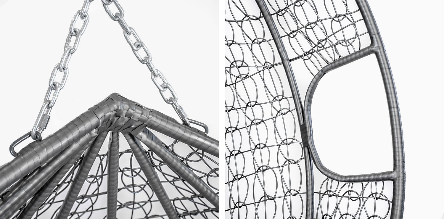 Hangstoel - Ei stoel - 2 personen - met frame - grijs beige