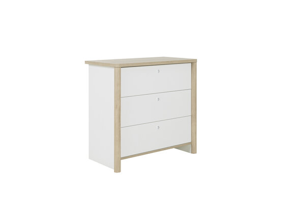 MATIS - Ladekast - commode - 3 laden - 84x45x80cm - wit eiken