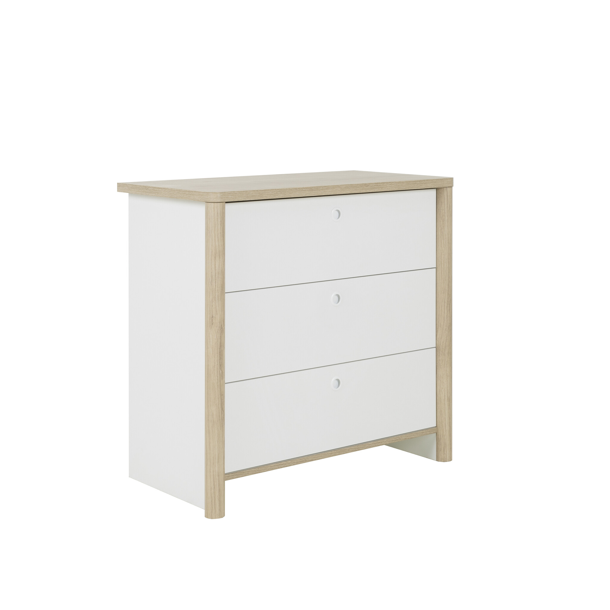 MATIS - Ladekast - commode - 3 laden - 84x45x80cm - wit eiken