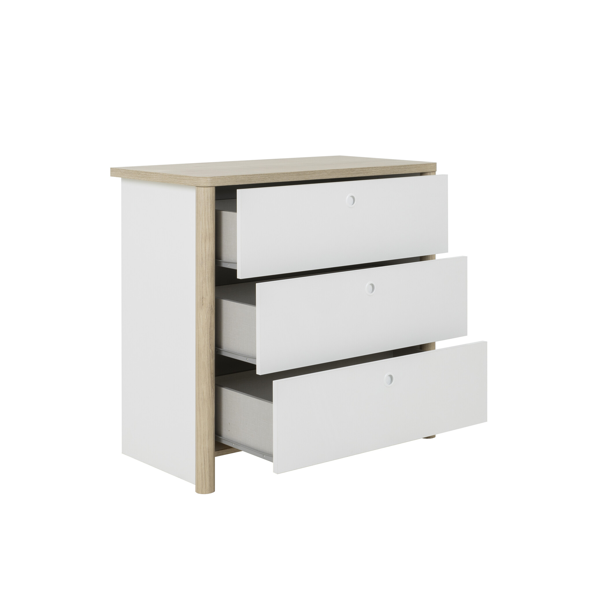 MATIS - Ladekast - commode - 3 laden - 84x45x80cm - wit eiken