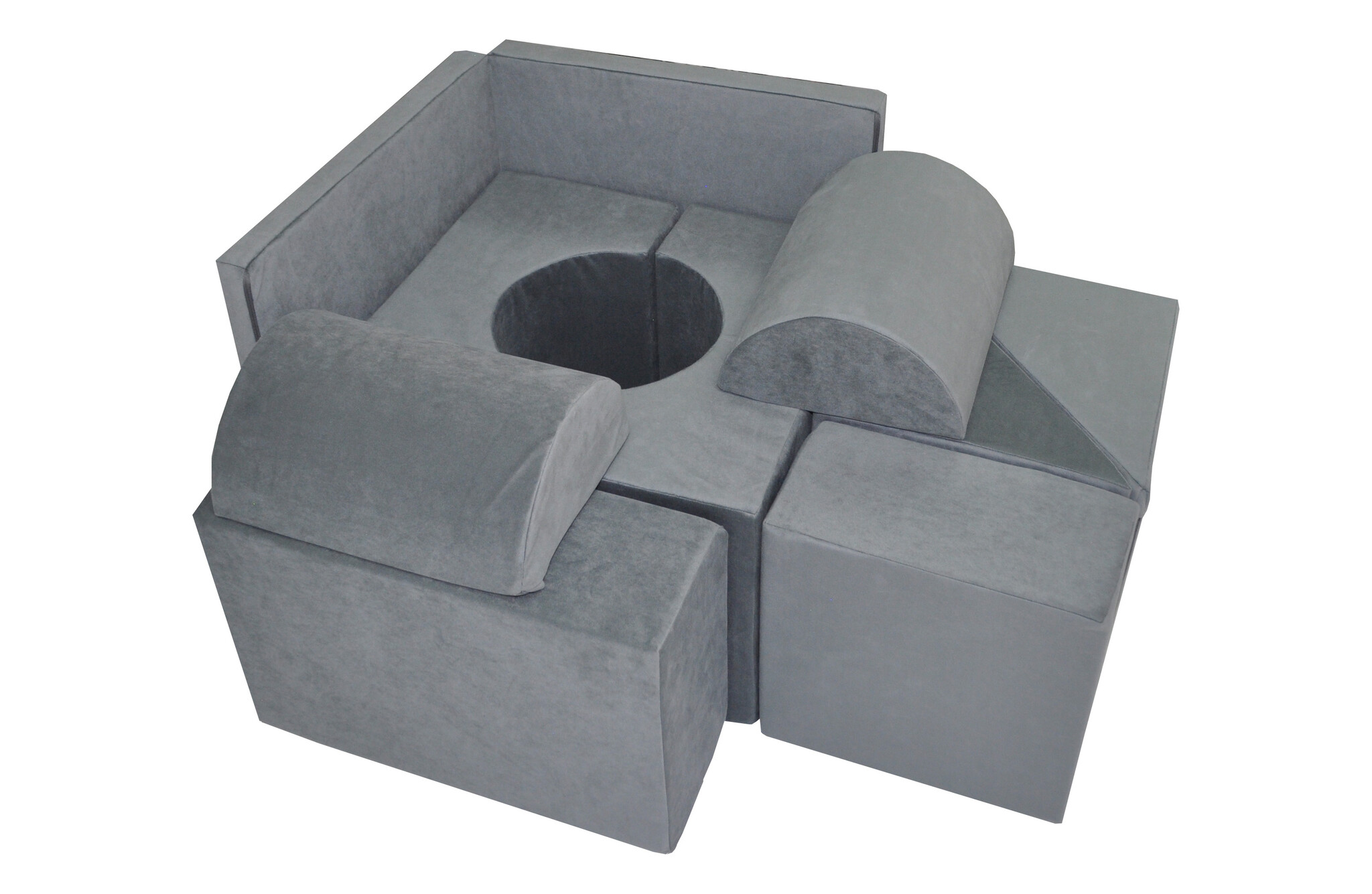 Foam blokken - soft play - ITAKA - 9 delig - donkergrijs