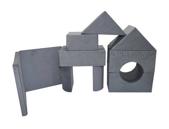 Foam blokken - soft play - ITAKA - 9 delig - donkergrijs