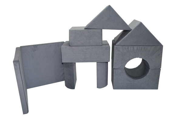 Foam blokken - soft play - ITAKA - 9 delig - donkergrijs