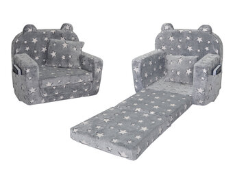 Kinderfauteuil - POLAR - 51x40x41 cm - sterren - grijs