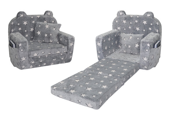 Kinderfauteuil - POLAR - 51x40x41 cm - sterren - grijs