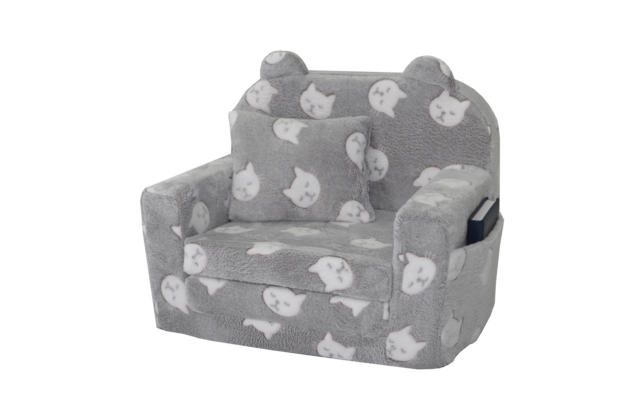 Kinderfauteuil - POLAR - 51x40x41 cm - poesjes - grijs