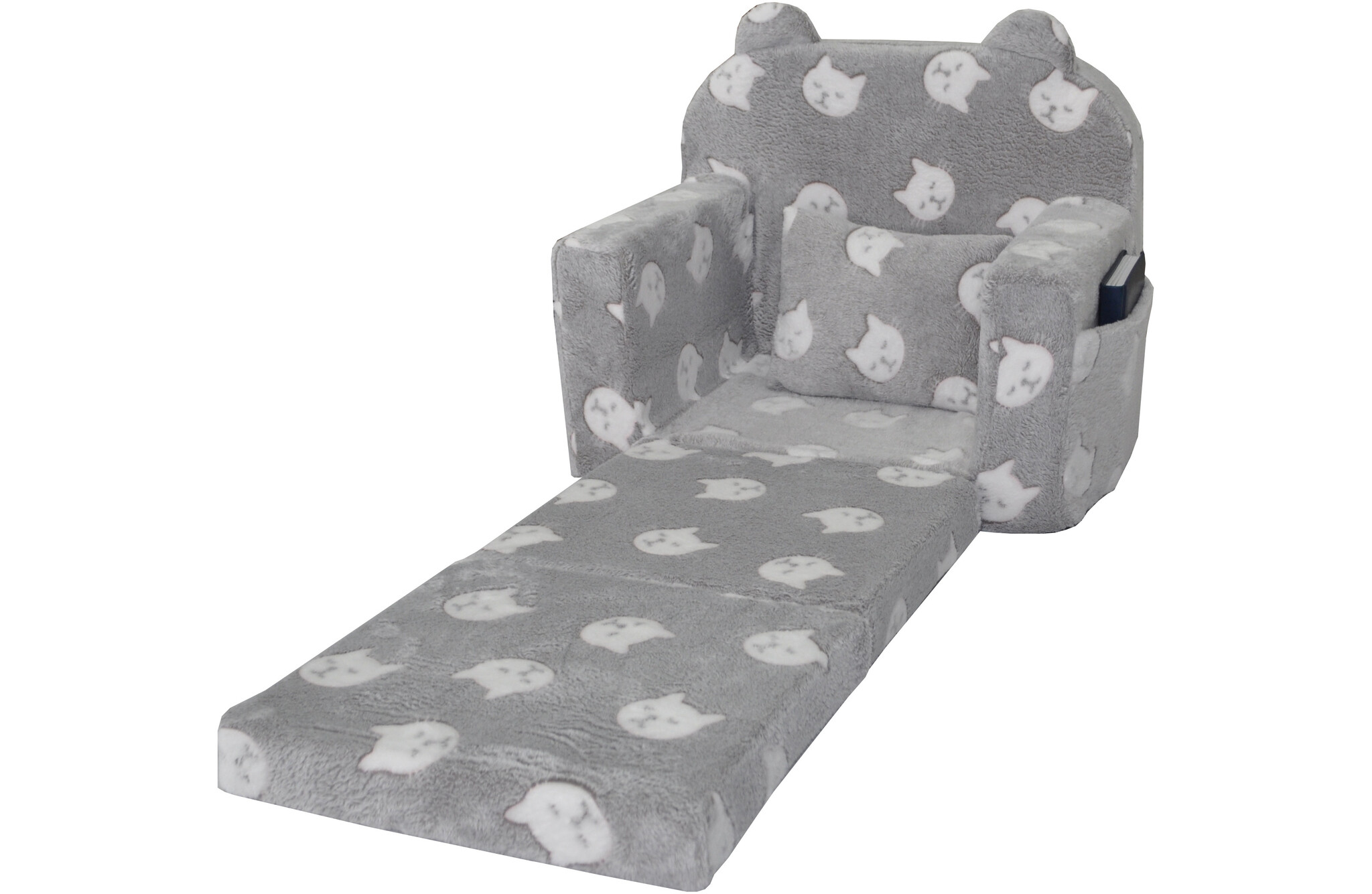 Kinderfauteuil - POLAR - 51x40x41 cm - poesjes - grijs