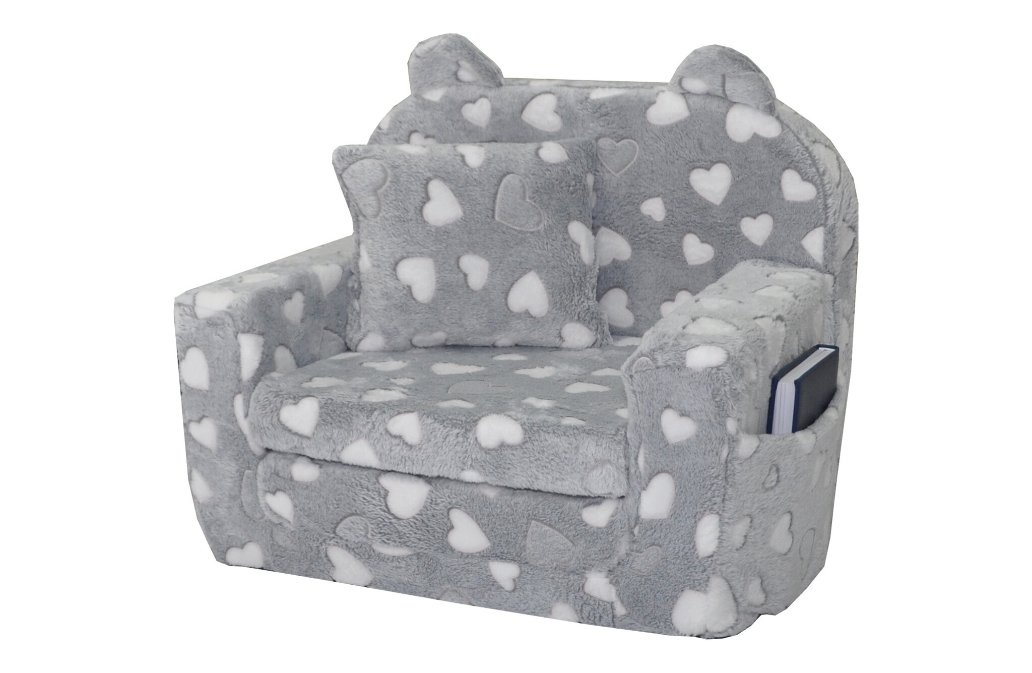Kinderfauteuil - POLAR - 51x40x41 cm - hartjes - grijs
