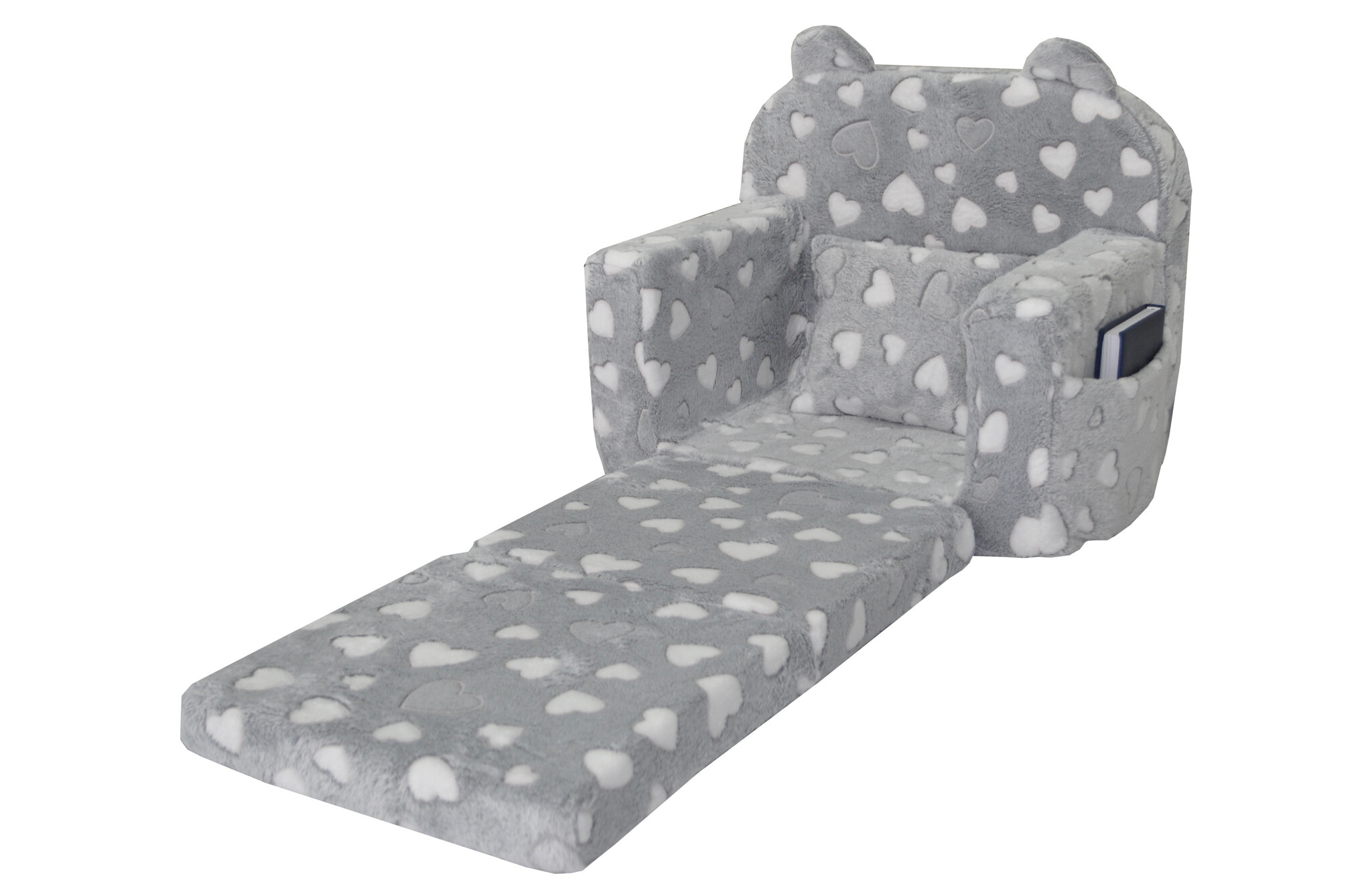 Kinderfauteuil - POLAR - 51x40x41 cm - hartjes - grijs